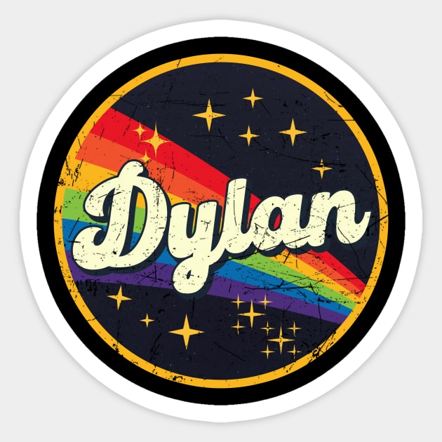 Dylan // Rainbow In Space Vintage Grunge-Style Sticker by LMW Art